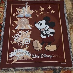 Vintage 90's Disney World Burgundy 4 Park Throw/ Blanket